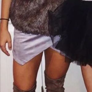 Grey suede skort